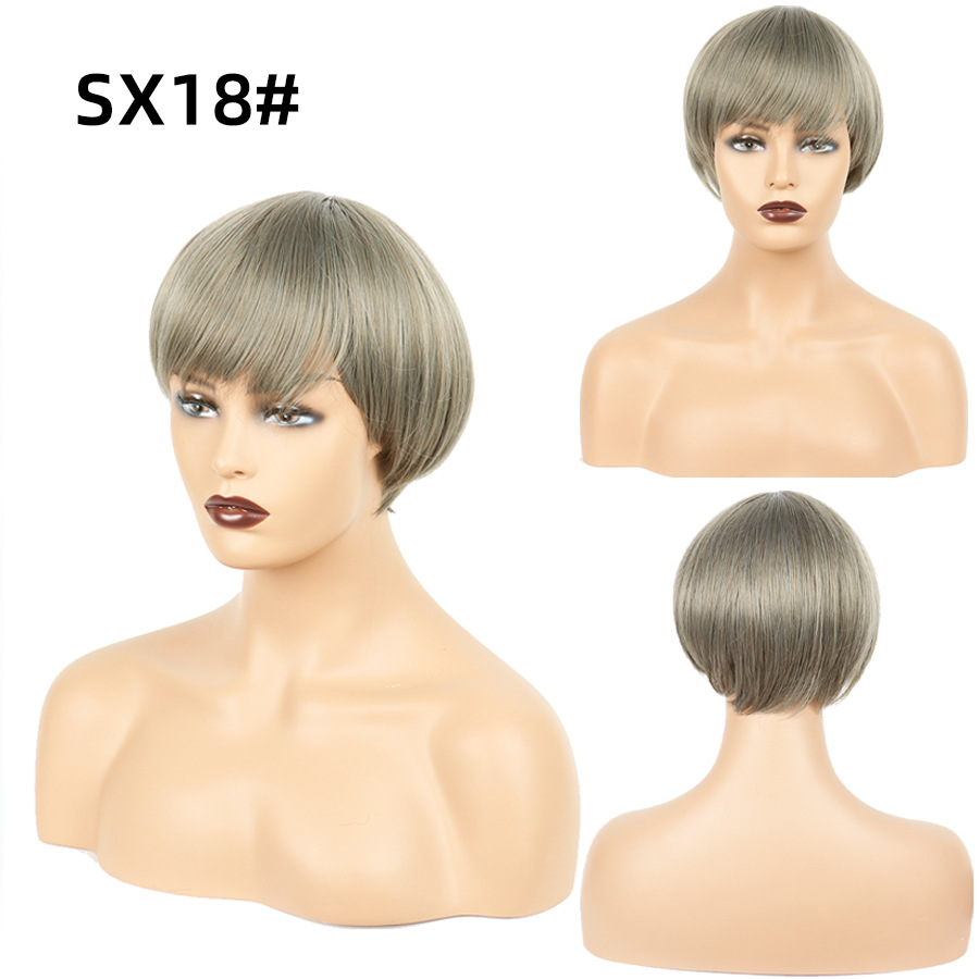 Fashionable chemical fiber short hair gray full headgear