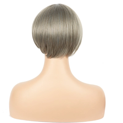 Fashionable chemical fiber short hair gray full headgear 02