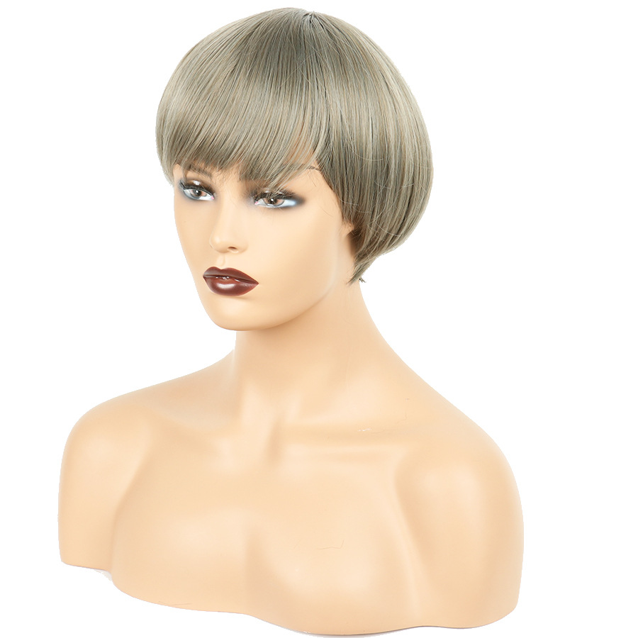 Fashionable chemical fiber short hair gray full headgear