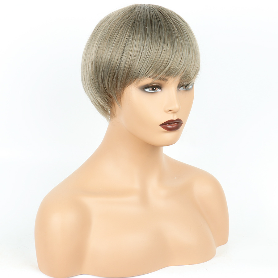 Fashionable chemical fiber short hair gray full headgear