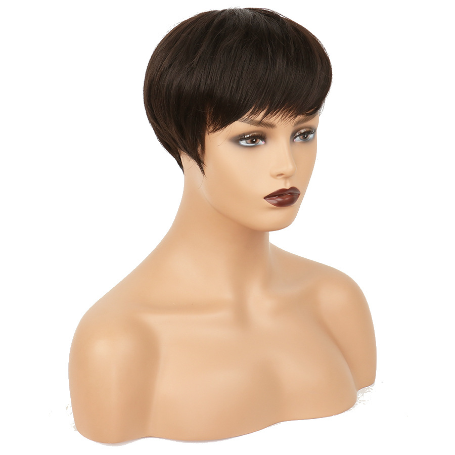 Short Wig Women's Thin and Breathable Dark Brown Full Wig