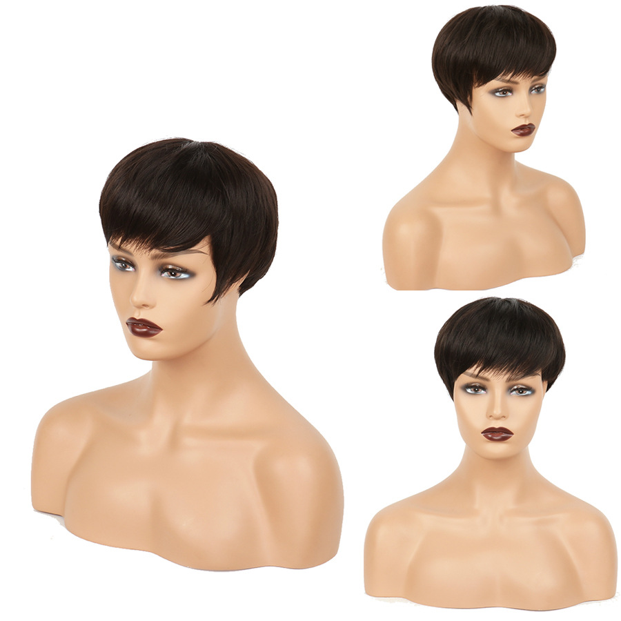 Short Wig Women's Thin and Breathable Dark Brown Full Wig