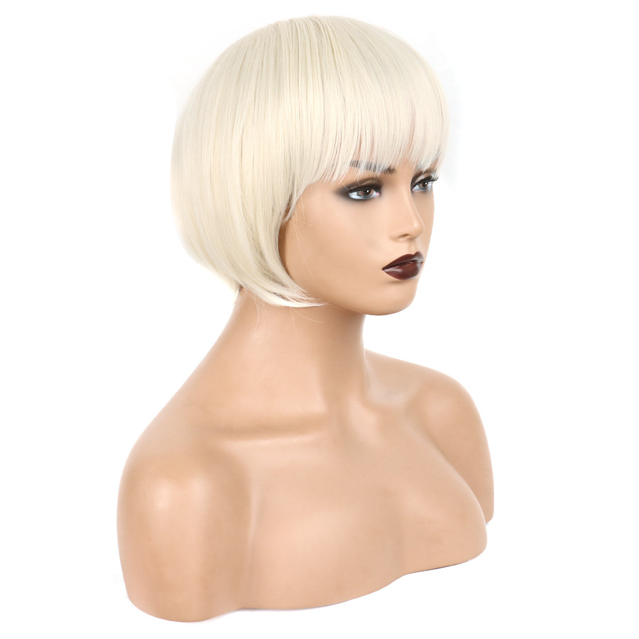 Wig Off-white Straight Bangs for Women with Short Straight Hair
