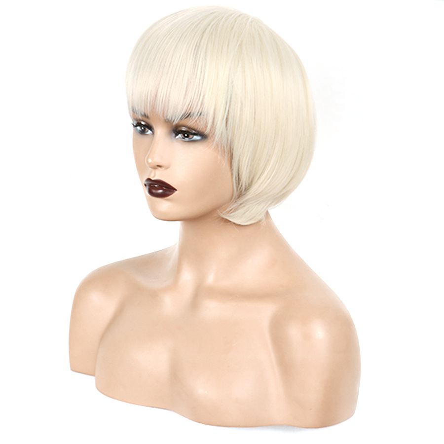 Wig Off-white Straight Bangs for Women with Short Straight Hair