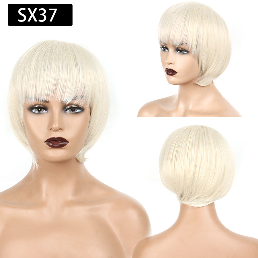 Wig Off-white Straight Bangs for Women with Short Straight Hair