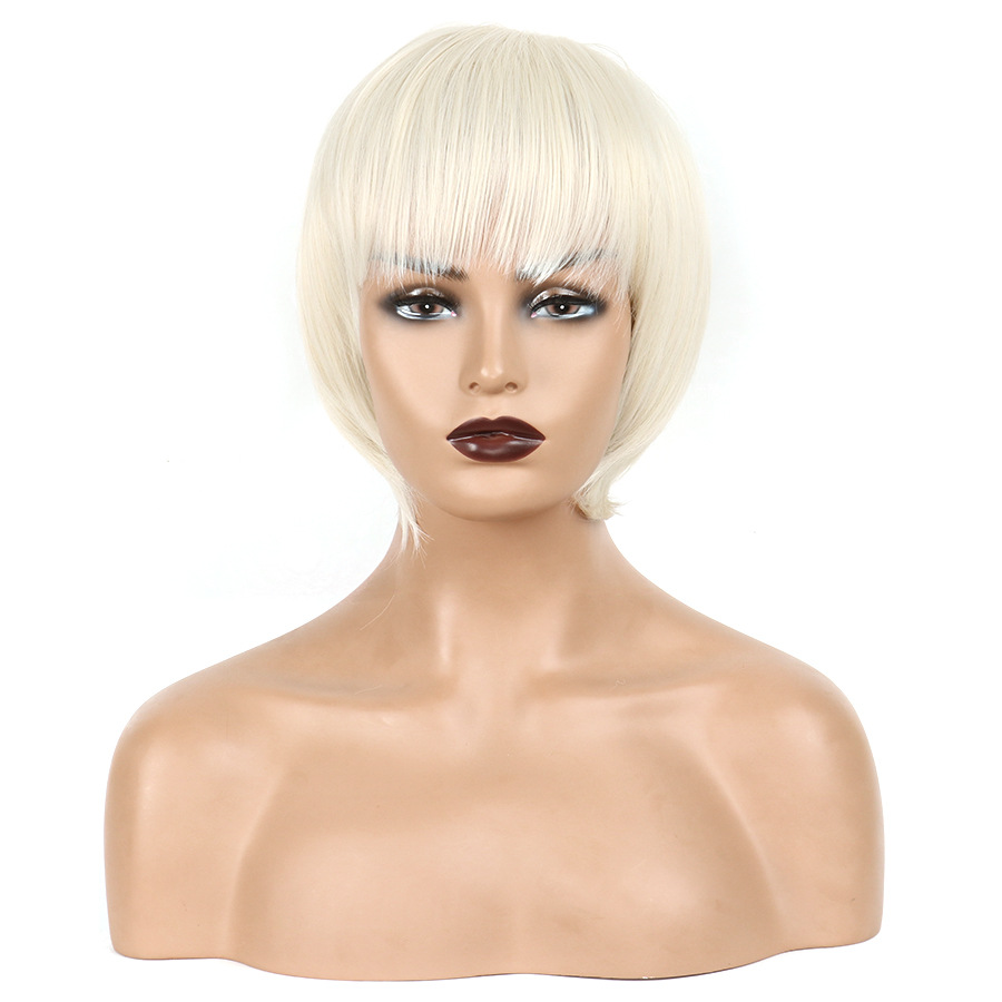 Wig Off-white Straight Bangs for Women with Short Straight Hair