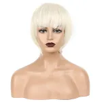 Wig Off-white Straight Bangs for Women with Short Straight Hair