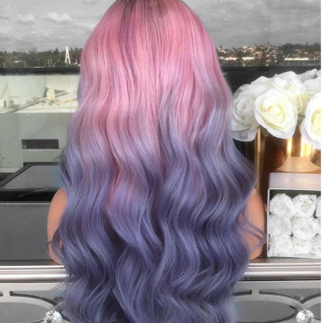  Gradient Color Mid-length Wig Set