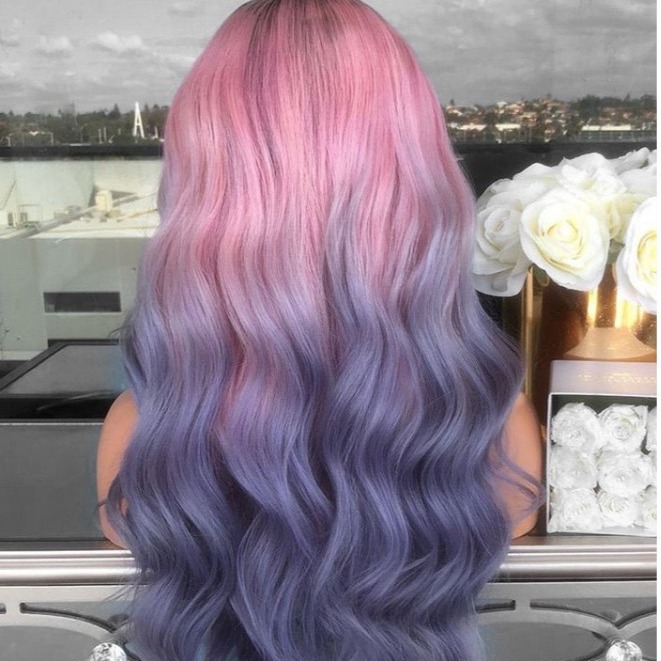  Gradient Color Mid-length Wig Set