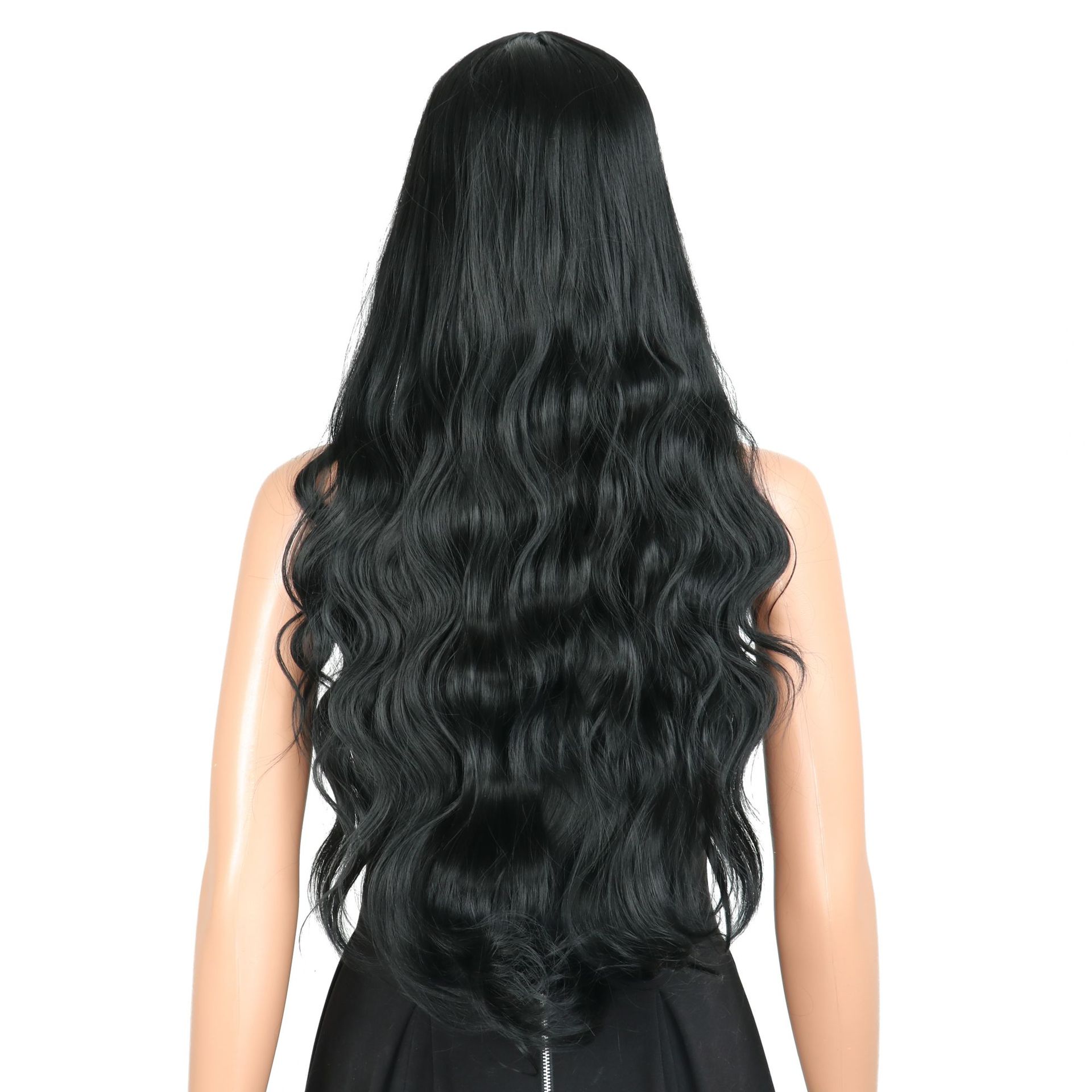 Black Long Hair Wavy Wig Set