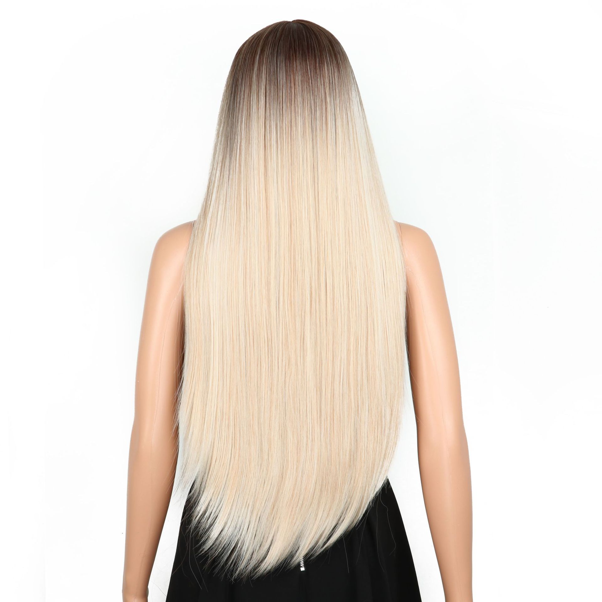 Brown Long Straight Hair Gradient Headband High Temperature Wire