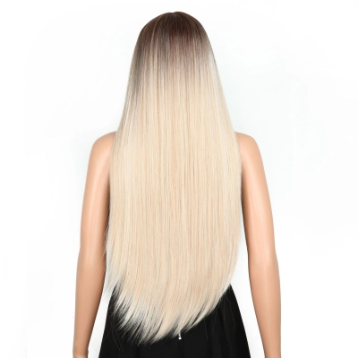 Brown Long Straight Hair Gradient Headband High Temperature Wire 02