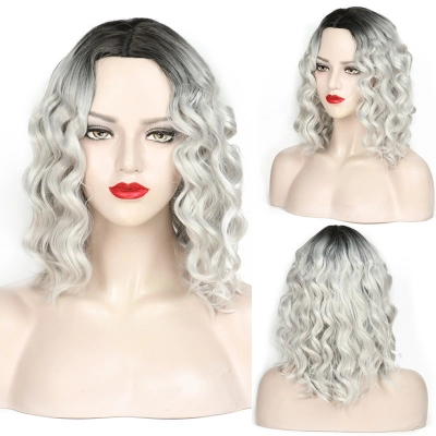 Fashionable Women's Wig for Side-parted Short Curly Hair 01