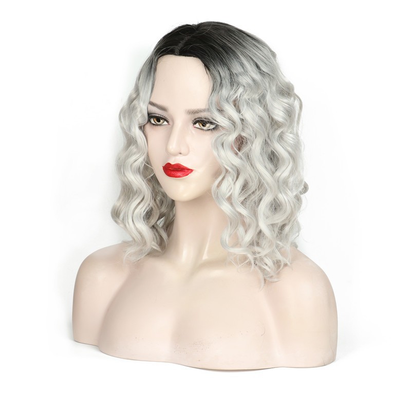 Fashionable Women's Wig for Side-parted Short Curly Hair