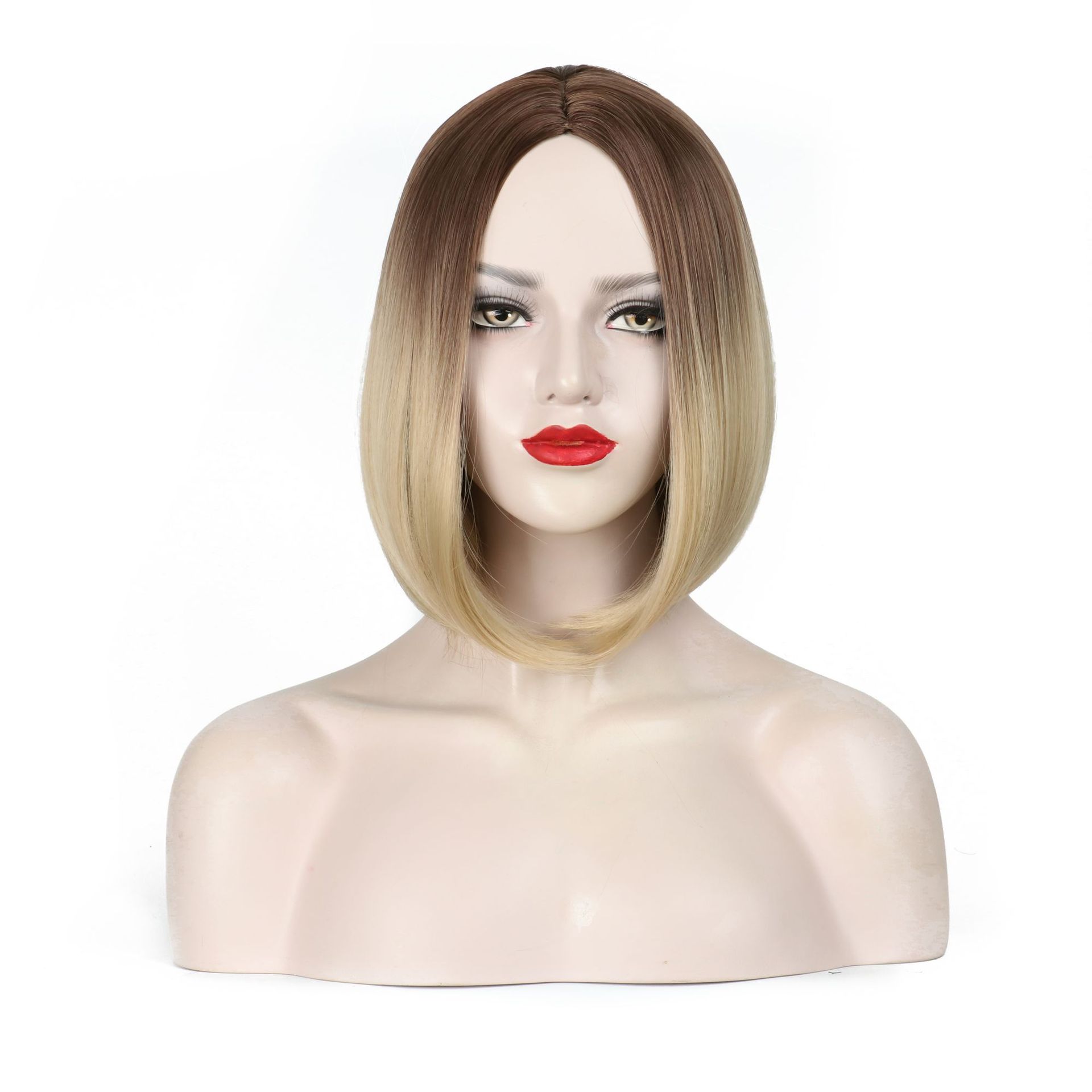 Women's Center Parted Wig for Face Shaving and Straight Hair
