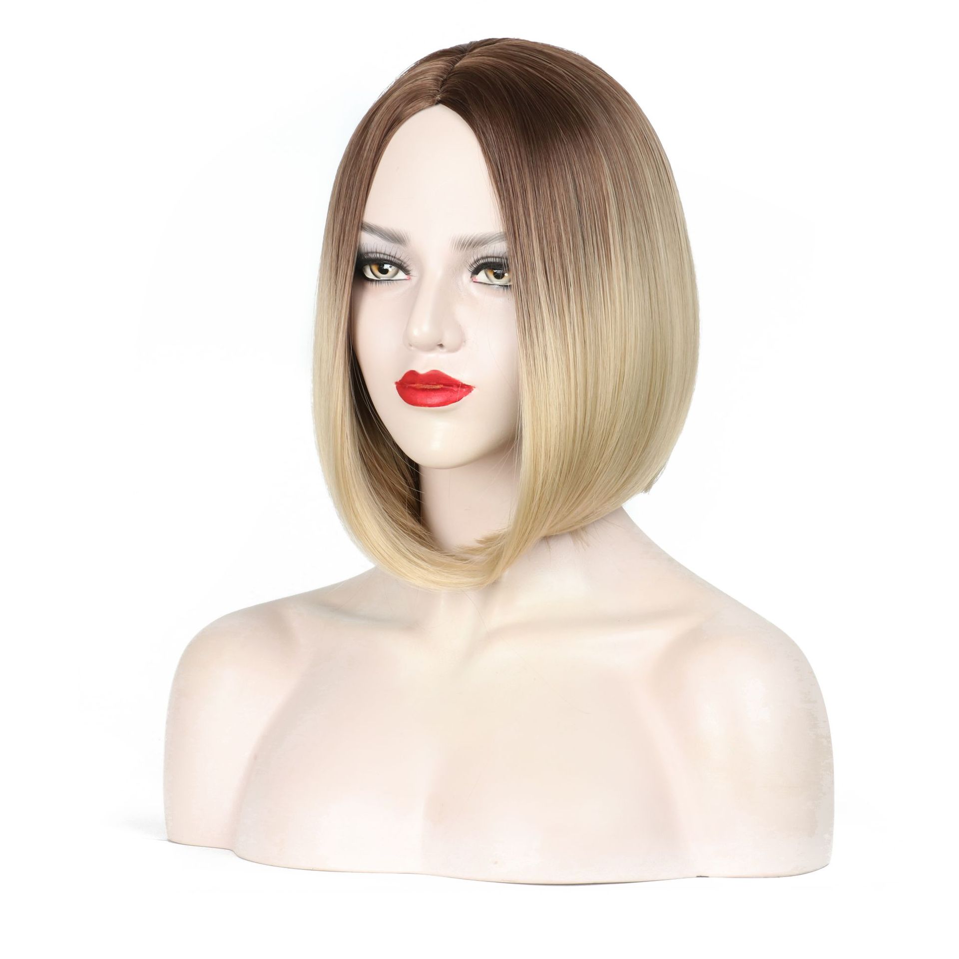 Women's Center Parted Wig for Face Shaving and Straight Hair