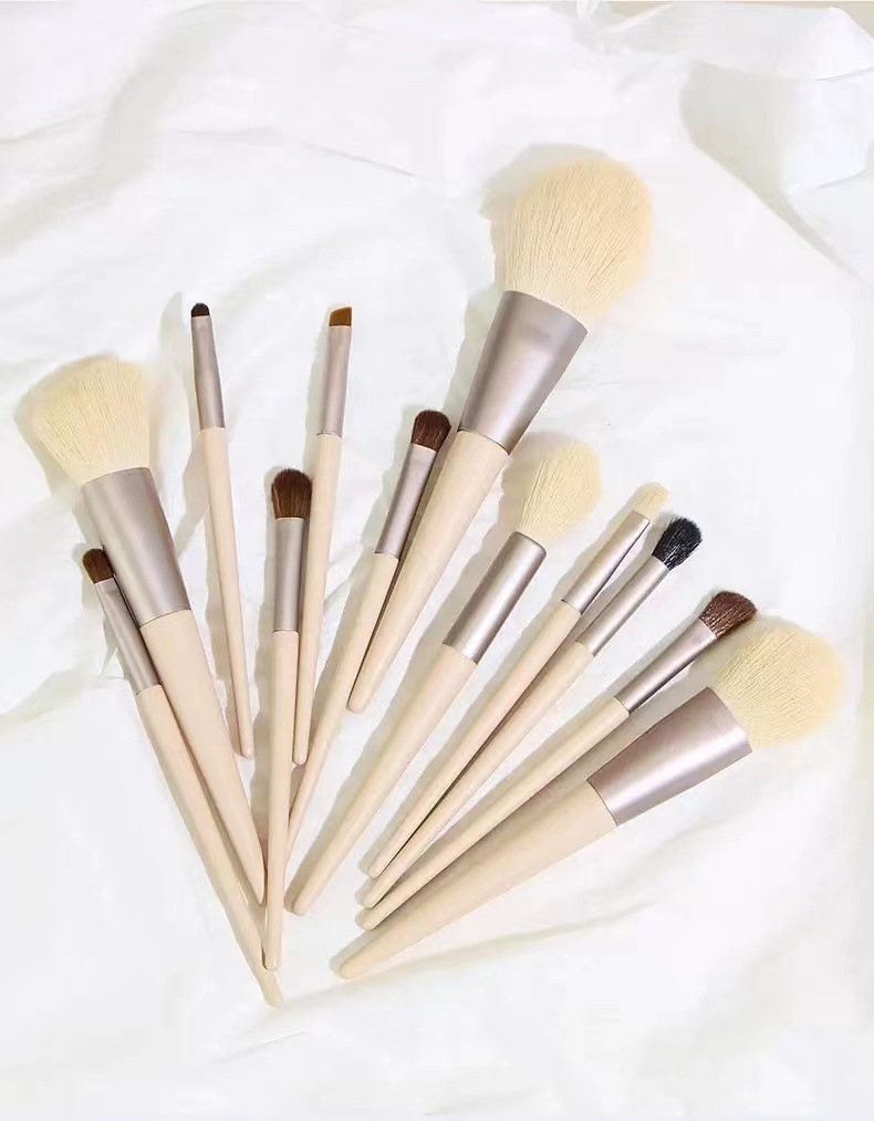 12 makeup brush set with soft animal hair