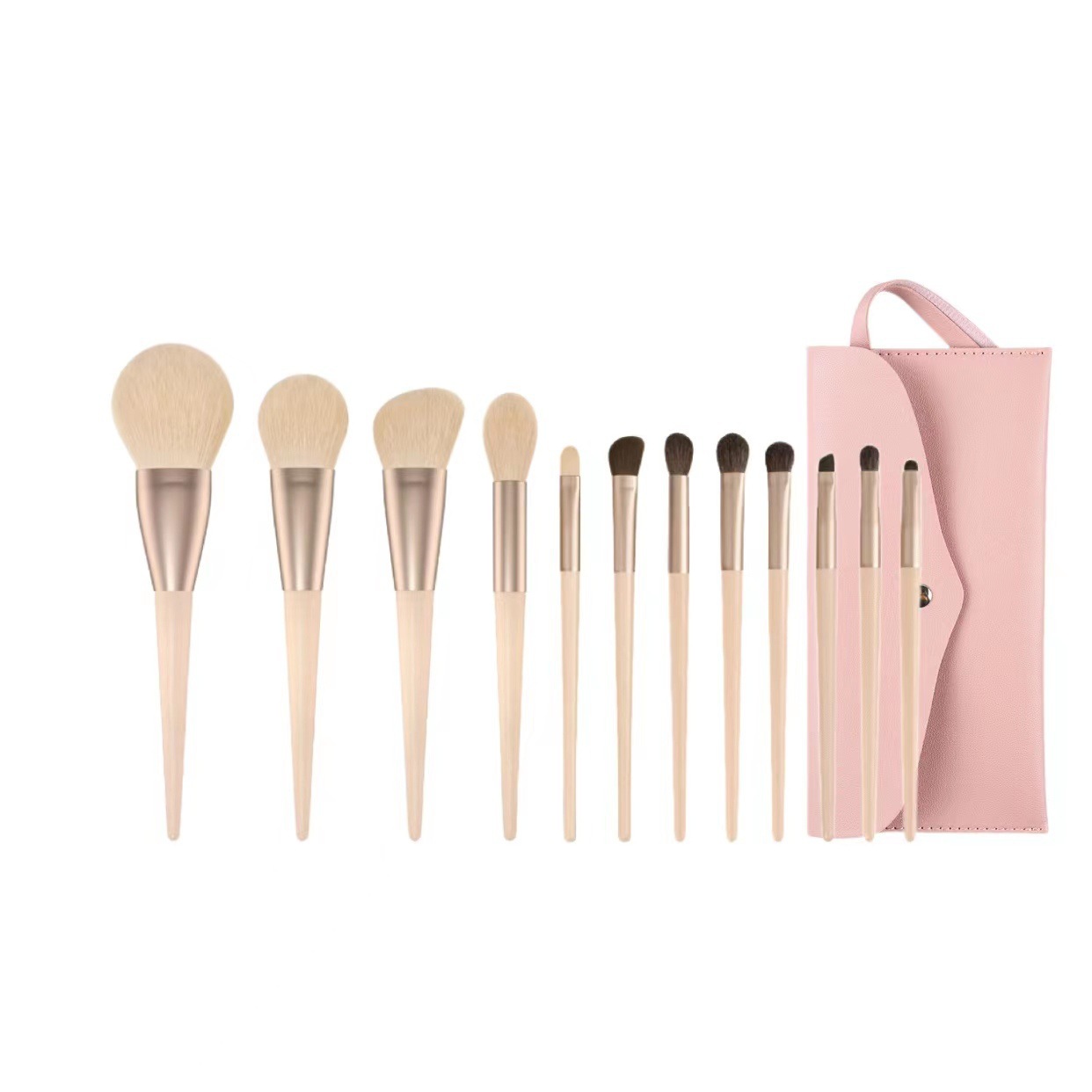 12 makeup brush set with soft animal hair