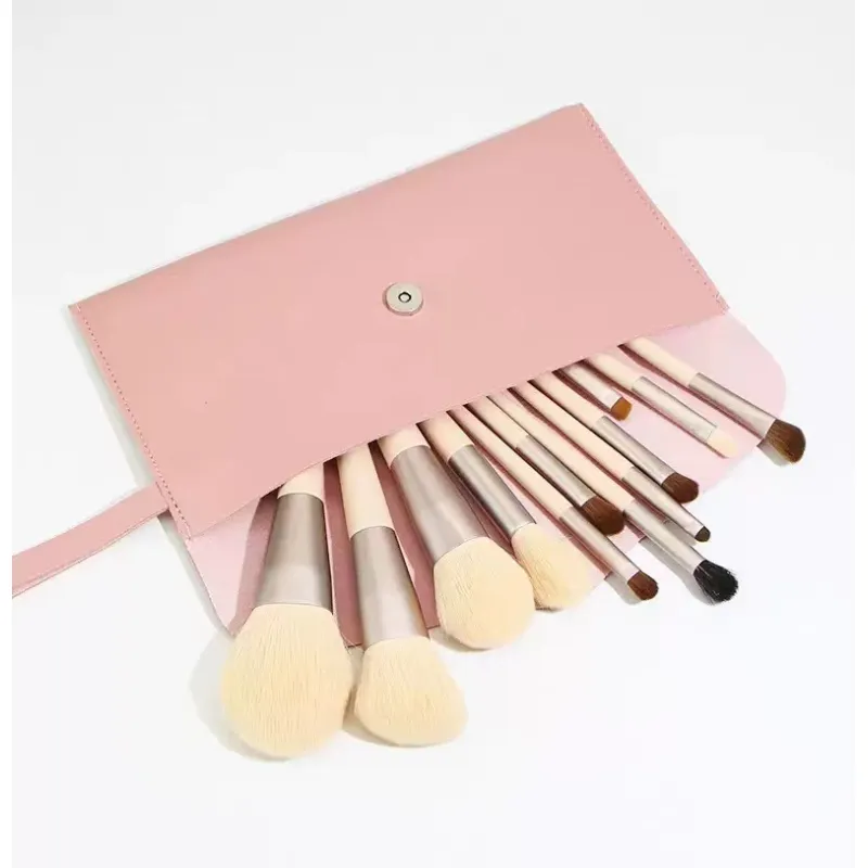 12 makeup brush set with soft animal hair