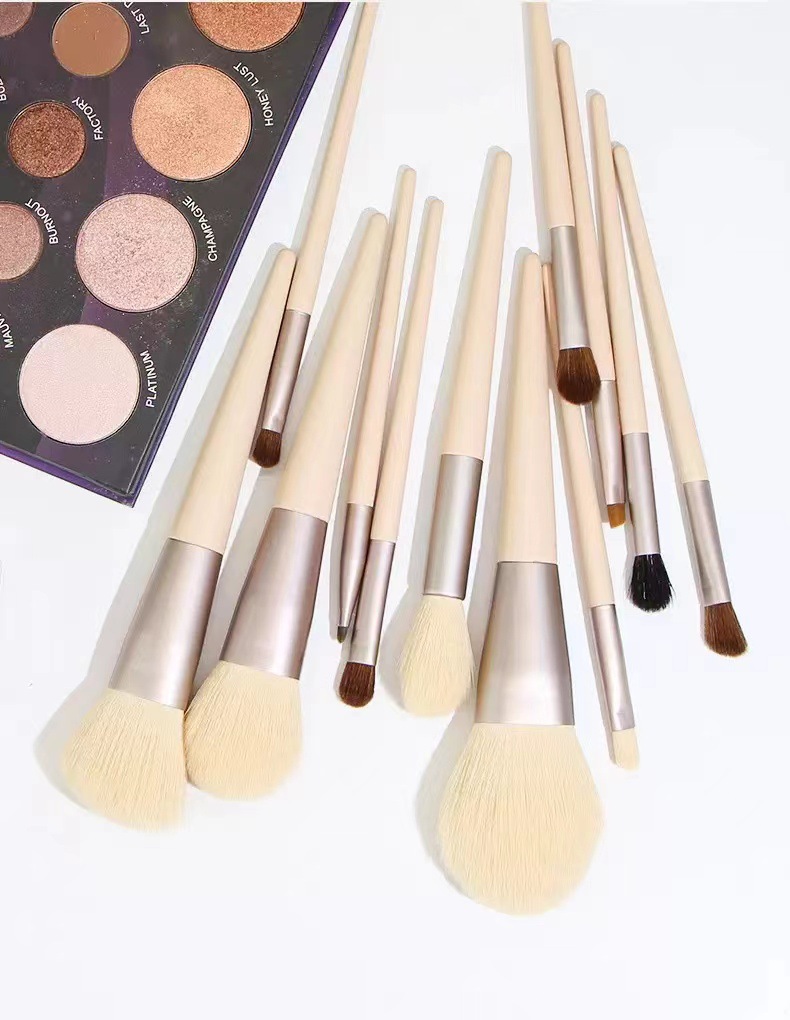 12 makeup brush set with soft animal hair