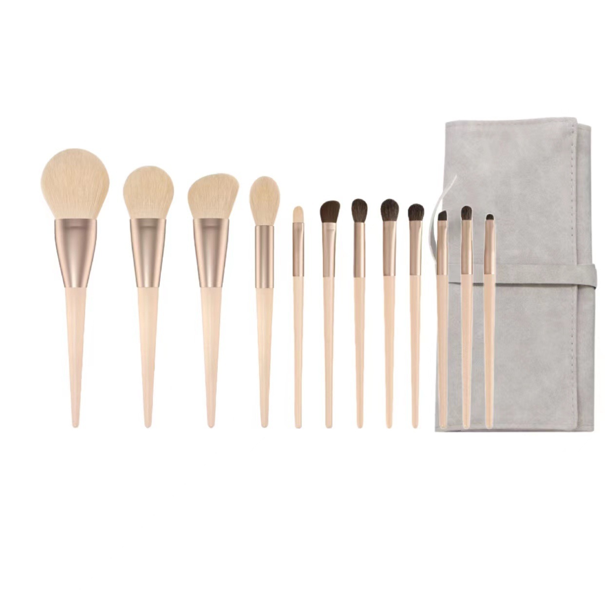 12 makeup brush set with soft animal hair
