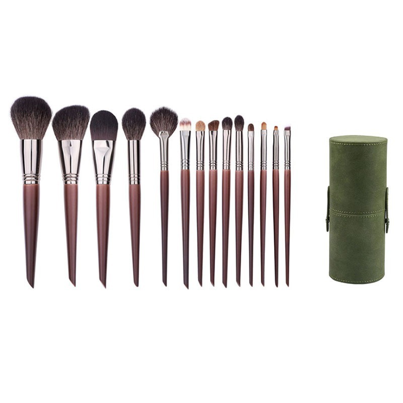 Animal hair makeup brush set 14 soft makeup tools for beginners