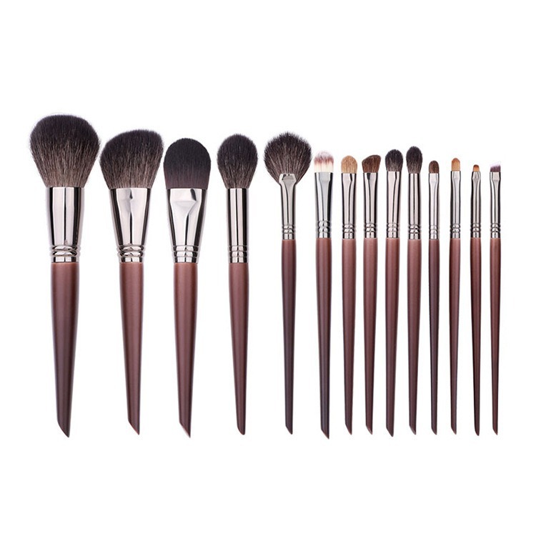 Animal hair makeup brush set 14 soft makeup tools for beginners