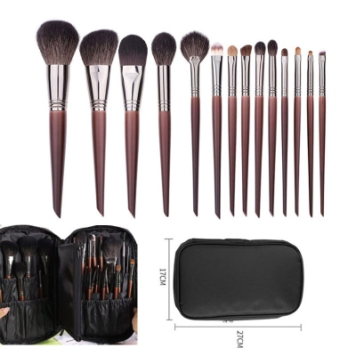 Animal hair makeup brush set 14 soft makeup tools for beginners 02