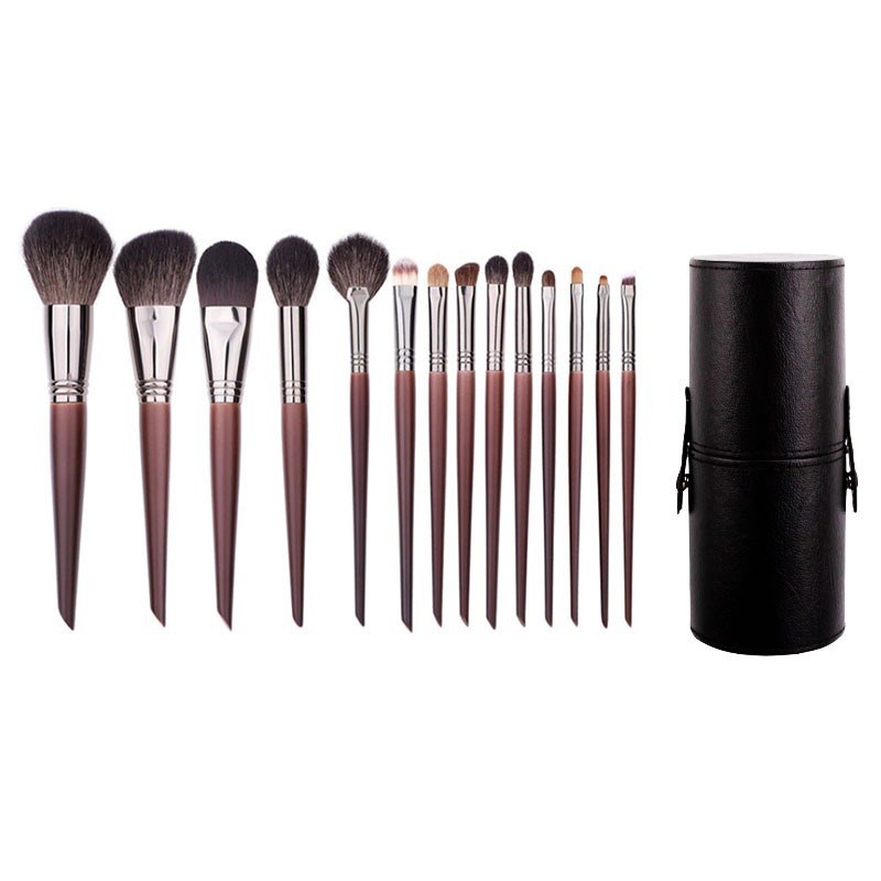 Animal hair makeup brush set 14 soft makeup tools for beginners
