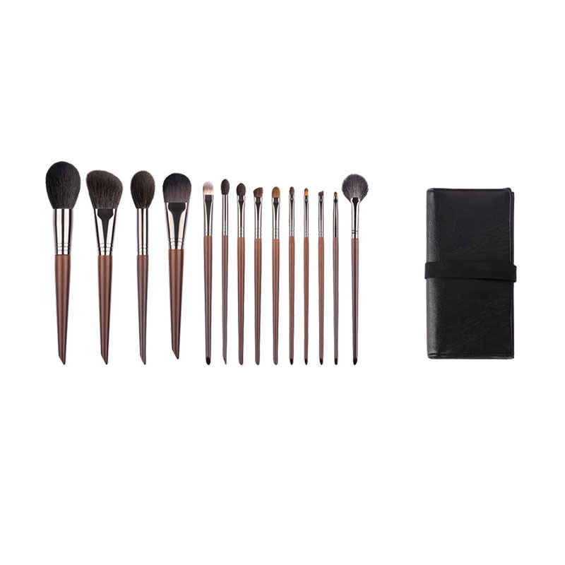 Animal hair makeup brush set 14 soft makeup tools for beginners
