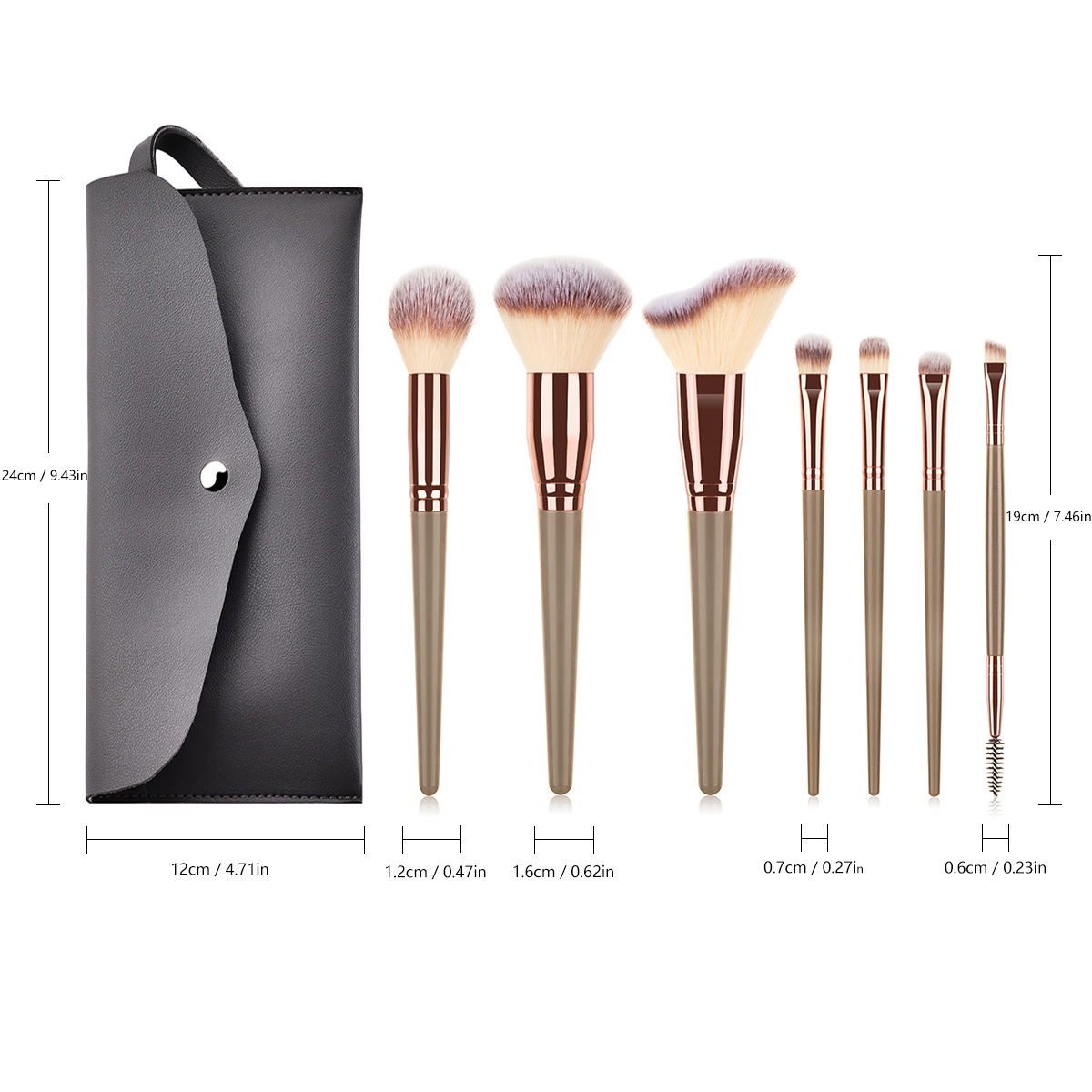 Makeup brush set with 7 soft brushes