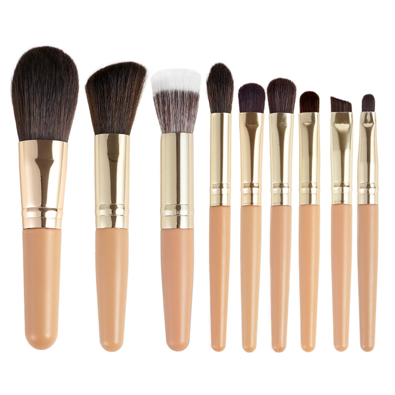 Mini 9-piece makeup brush set for beginners