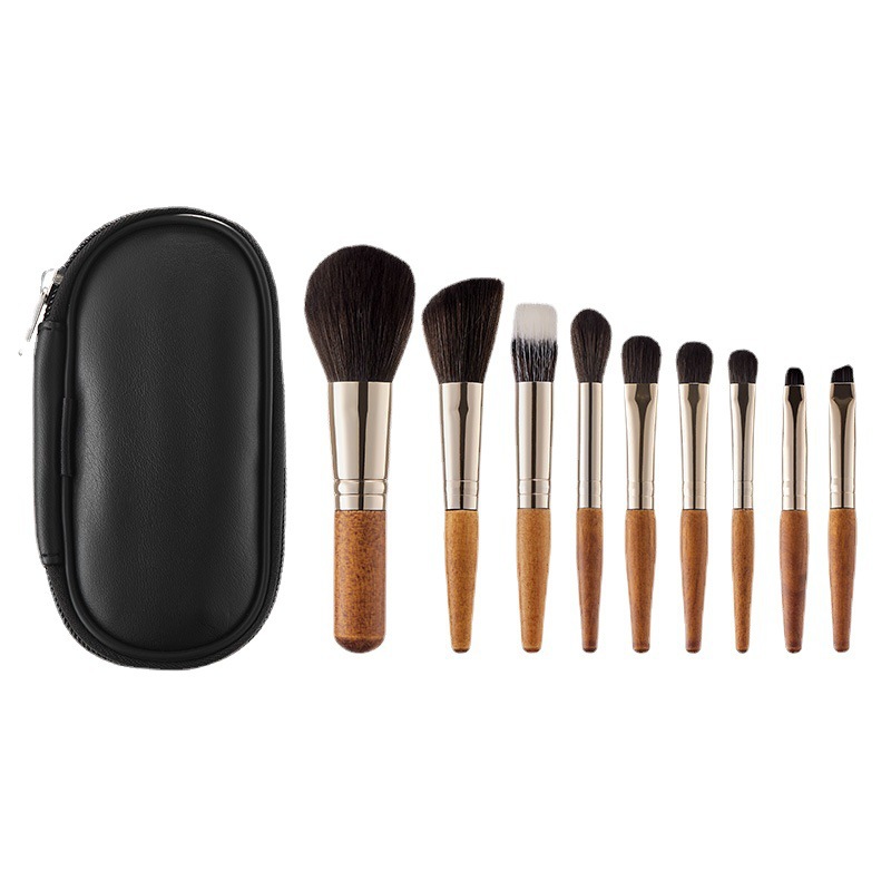 Mini 9-piece makeup brush set for beginners, easy to carry