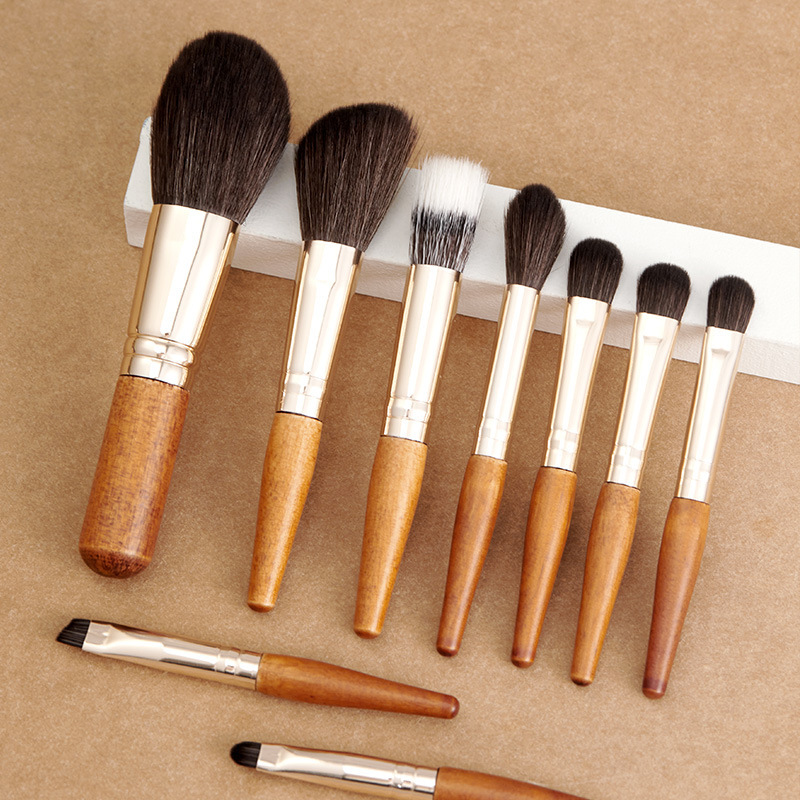 Mini 9-piece makeup brush set for beginners, easy to carry