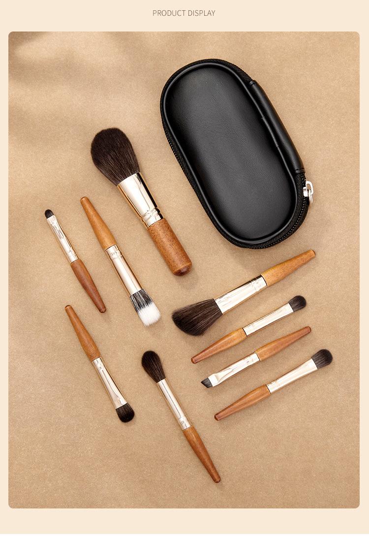 Mini 9-piece makeup brush set for beginners, easy to carry