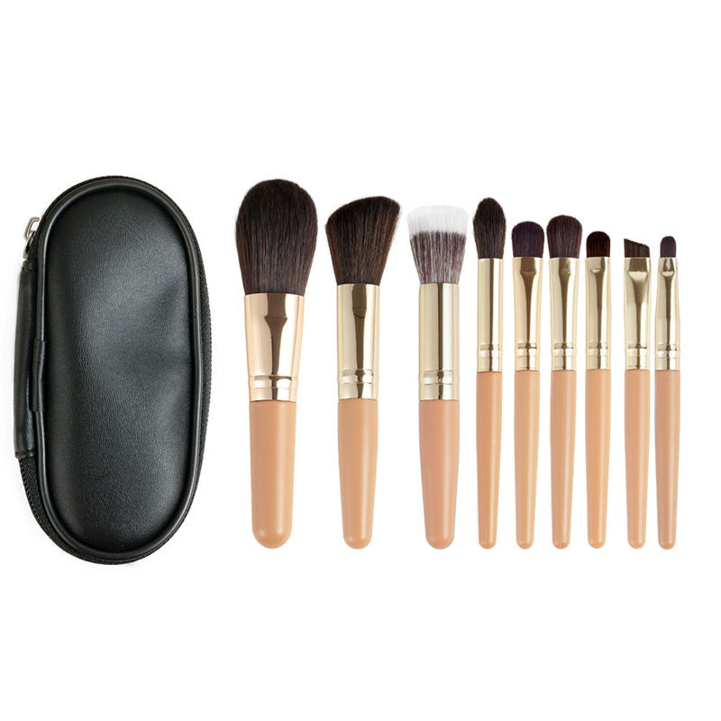 Mini 9-piece makeup brush set for beginners, easy to carry