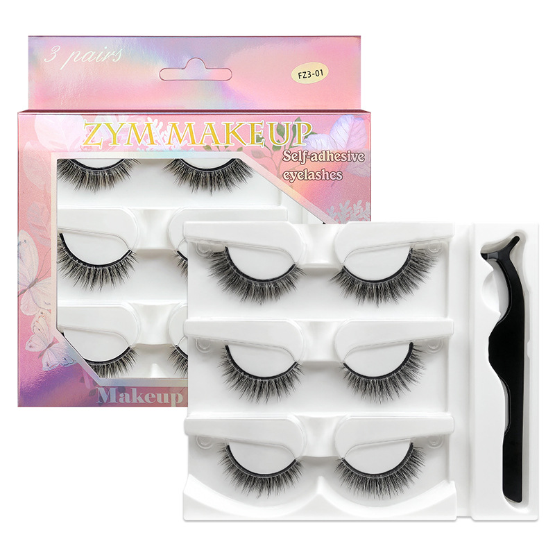 Adhesive free one touch self-adhesive false eyelashes