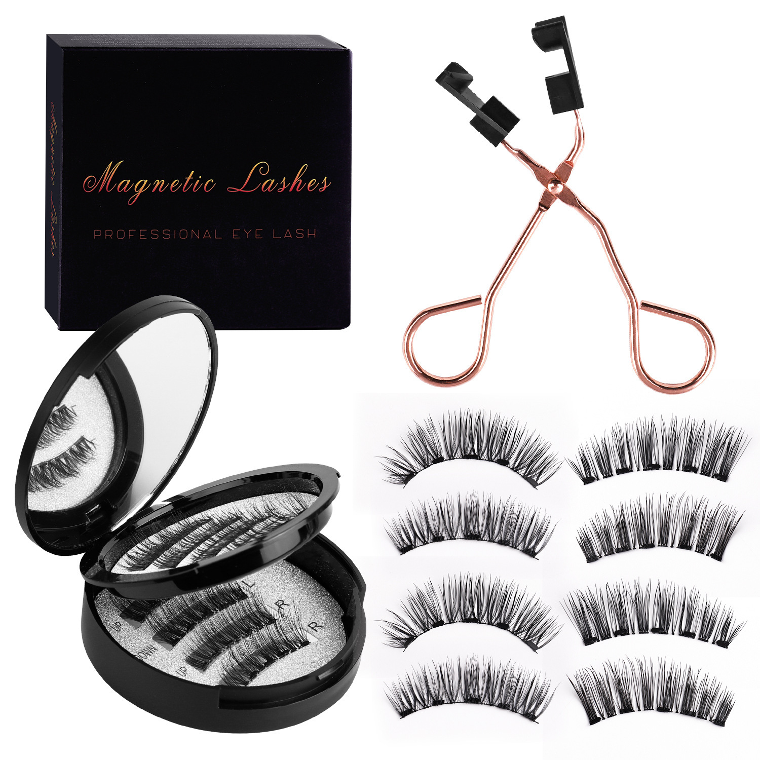 Flat hard stem magnetic suction false eyelashes