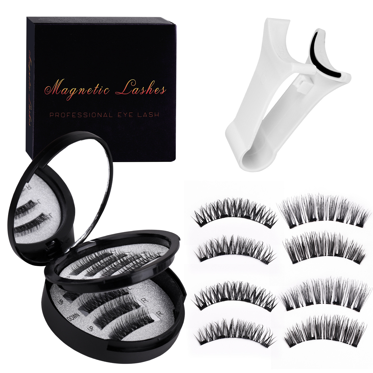 Flat hard stem magnetic suction false eyelashes