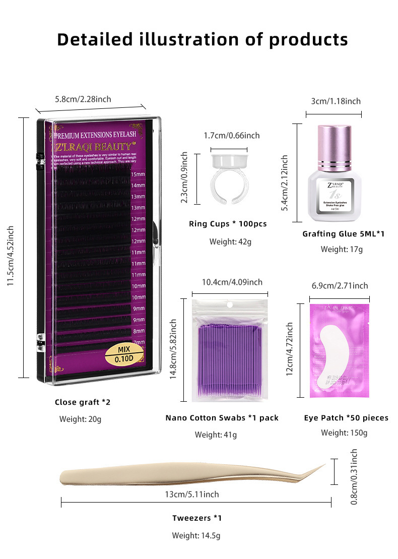 Grafted eyelash set naturally curls up