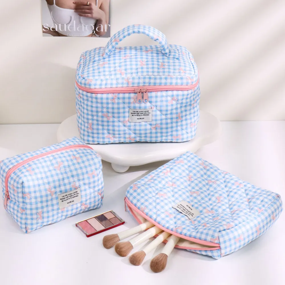 Cherry Cat Quilted Makeup Bag