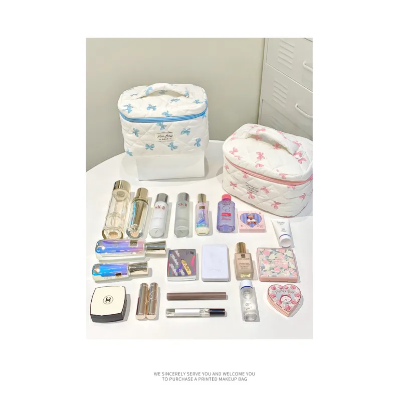 Cute Bow Makeup Bag with Large Capacity