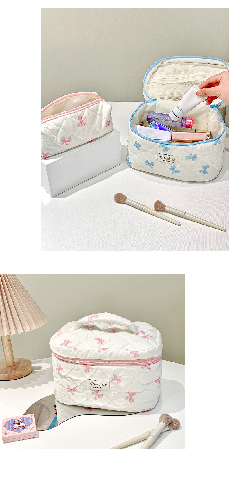 Cute Bow Makeup Bag with Large Capacity