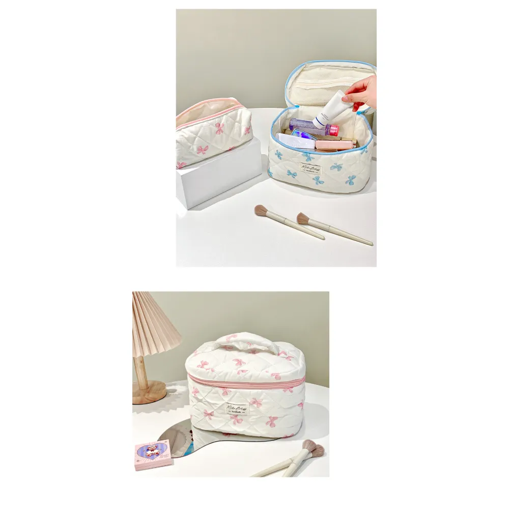 Cute Bow Makeup Bag with Large Capacity