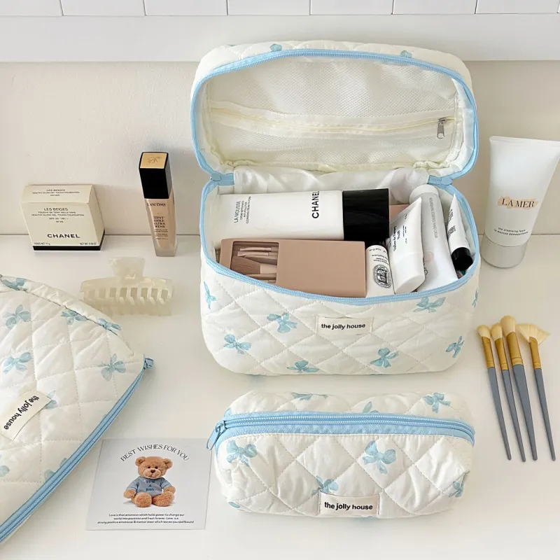 Cute Bow Makeup Bag with Large Capacity