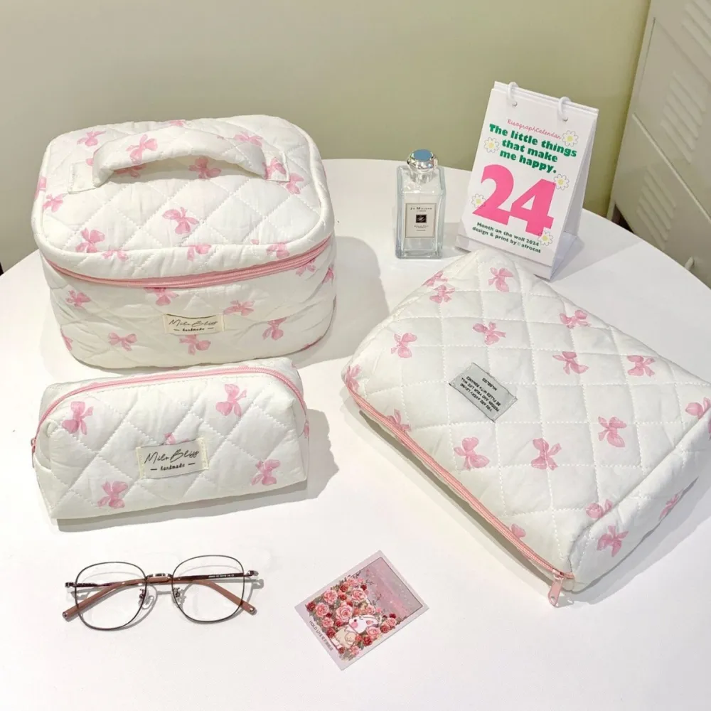 Cute Bow Makeup Bag with Large Capacity