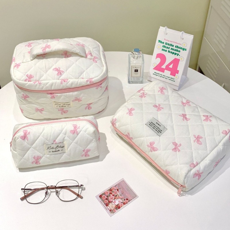 Cute Bow Makeup Bag with Large Capacity