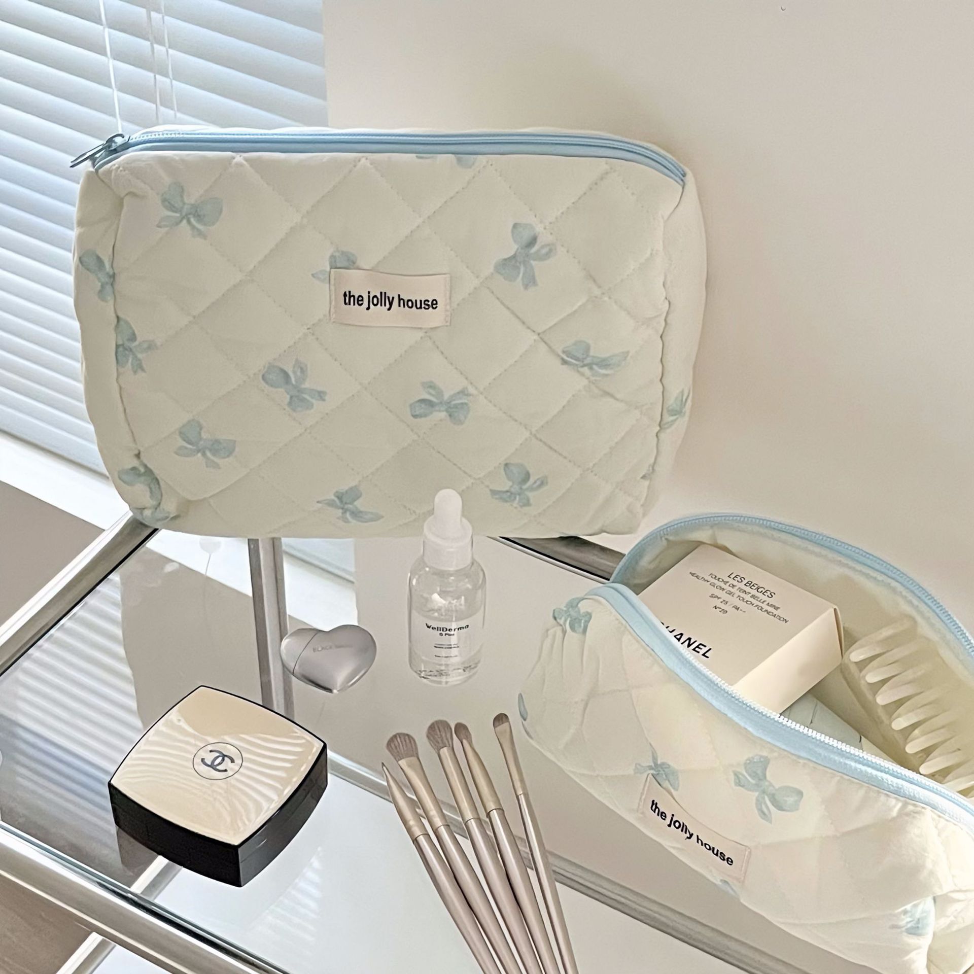 Cute Bow Makeup Bag with Large Capacity