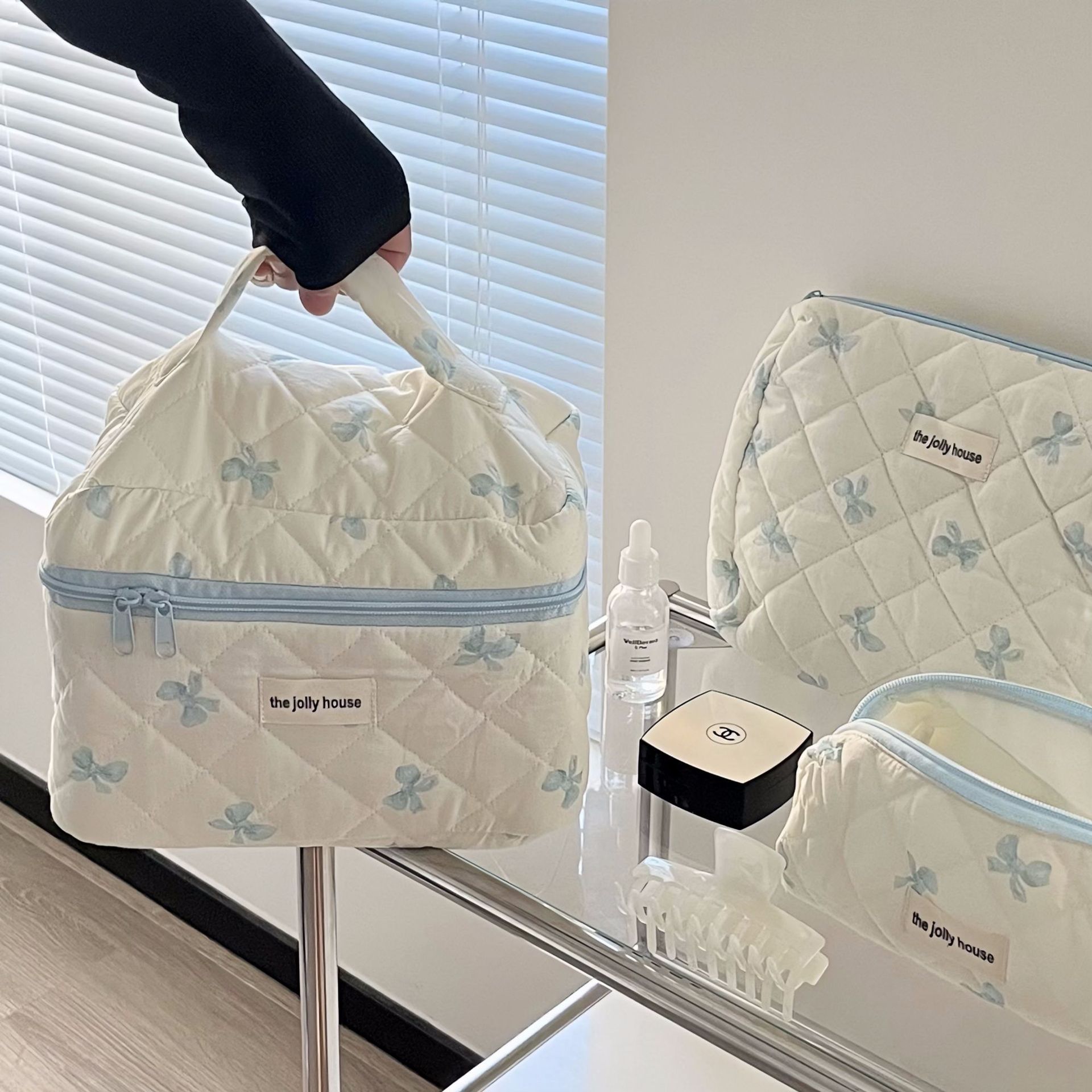 Cute Bow Makeup Bag with Large Capacity