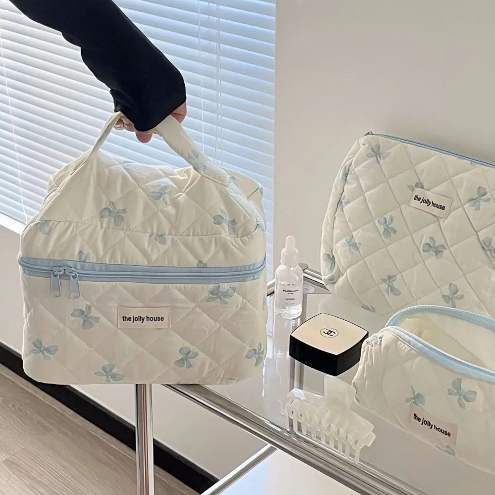 Cute Bow Makeup Bag with Large Capacity